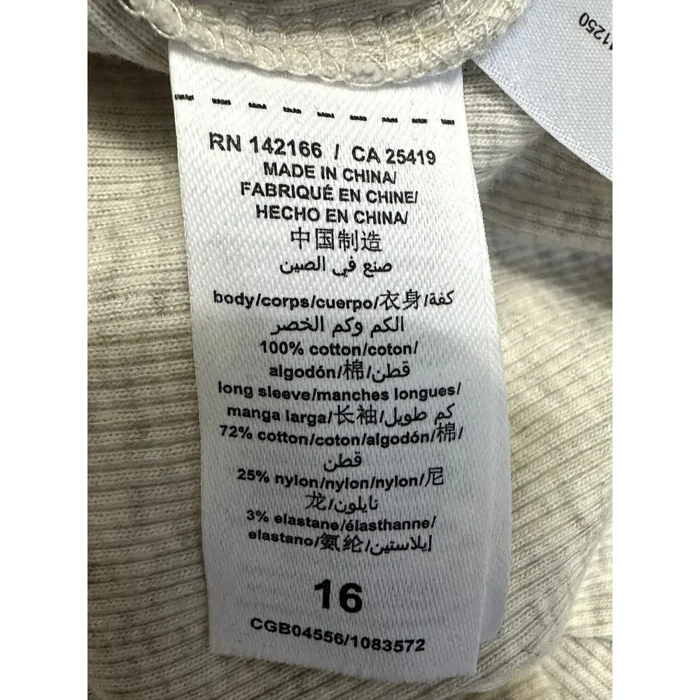 Habitual Top Henley Neckline Puff Sleeve Long Sleeve Solid Cream Girls 16 NWOT
